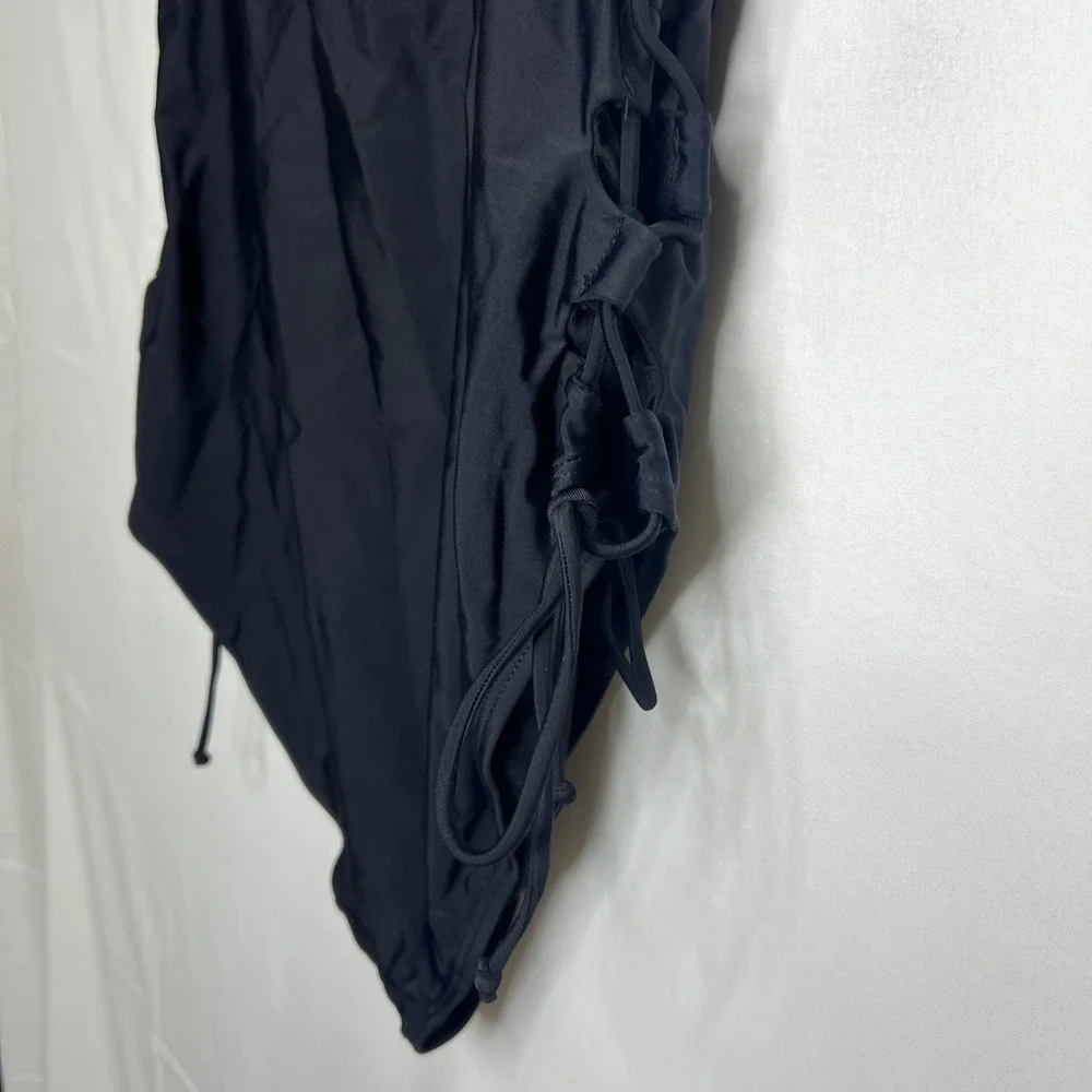 NEW Lace Up Black One Piece Swimsuit Womens 3X Ruffle Sexy Plus Size‎ Beachwear